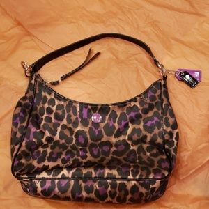 Coach hobo purse in purple leopard ocelot